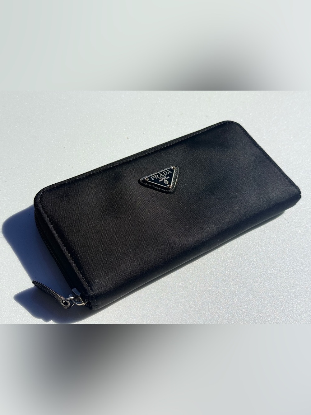 PRADA Tessuto Nylon Zip Around Long Wallet Black
